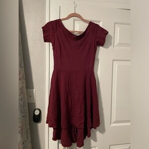 Magenta Off The Shoulder High-Low Bodycon Dress